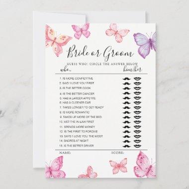 Butterfly Bride or Groom game fully editable card