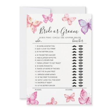 Butterfly Bride or Groom game fully editable card