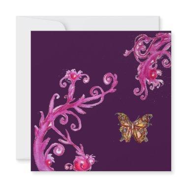 BUTTERFLY , bright pink purple Invitations