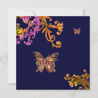BUTTERFLY , bright pink yellow blue Invitations