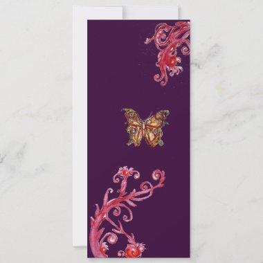 BUTTERFLY , bright red purple Invitations
