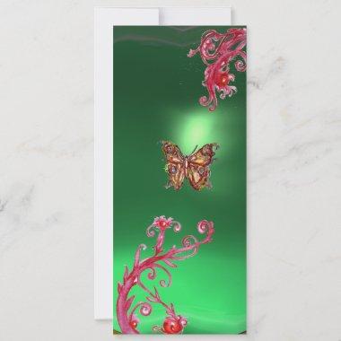 BUTTERFLY EMERALD ,green bright red pink violet Invitations