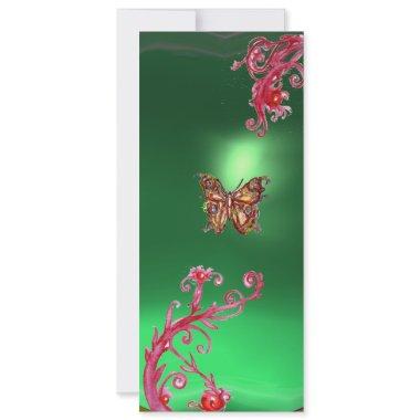 BUTTERFLY EMERALD ,green bright red pink violet Invitations