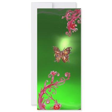 BUTTERFLY EMERALD ,green bright red pink violet