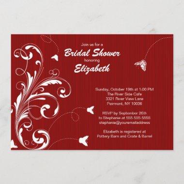 Butterfly flourish Bridal Shower Invite Red
