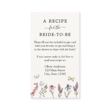 Butterfly Flower Garden Bridal Recipe Request Enclosure Invitations