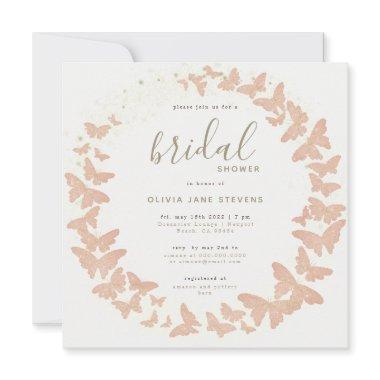 Butterfly Gold Peach Elegant Formal Bridal Shower Invitations