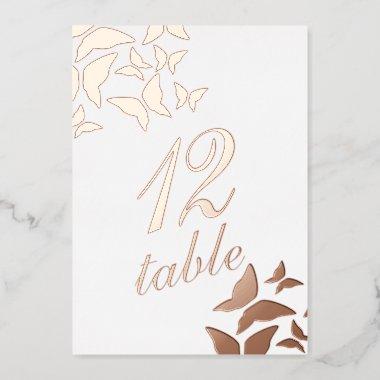 Butterfly Gold Pressed Foil Table Number