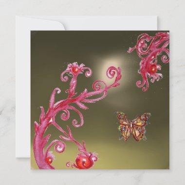 BUTTERFLY GREY AGATE bright pink,red Invitations