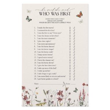 Butterfly He Said She Said Wildflower Shower Game