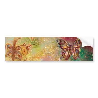 BUTTERFLY IN GOLD SPARKLES BUMPER STICKER