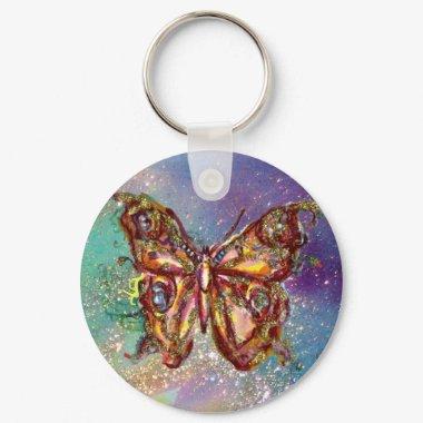BUTTERFLY IN GOLD SPARKLES KEYCHAIN