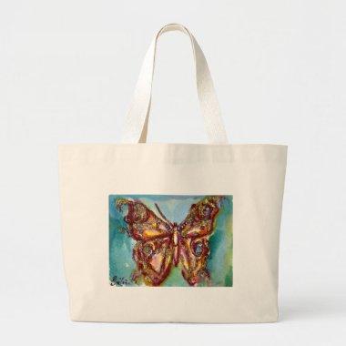 BUTTERFLY IN GOLD SPARKLES LARGE TOTE BAG