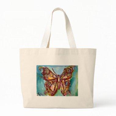 BUTTERFLY IN GOLD SPARKLES LARGE TOTE BAG