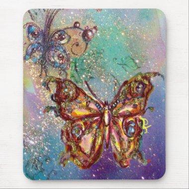 BUTTERFLY IN GOLD SPARKLES MOUSE PAD