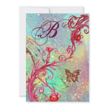 BUTTERFLY IN SPARKLES 2 Blue Wedding Monogram , Invitations