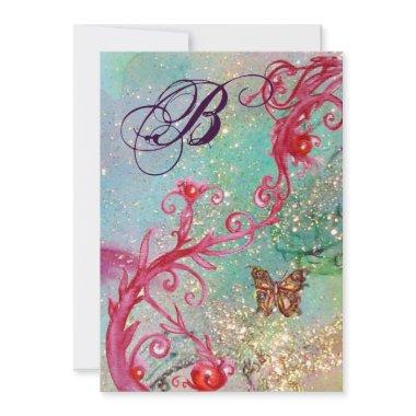 BUTTERFLY IN SPARKLES 2 Elegant Wedding Monogram Invitations