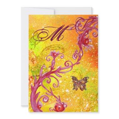 BUTTERFLY IN SPARKLES 2 Elegant Wedding Monogram Invitations