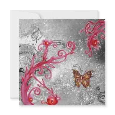 BUTTERFLY IN SPARKLES Elegant Wedding ice metallic Invitations