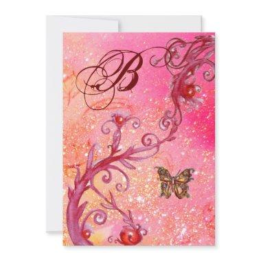 BUTTERFLY IN SPARKLES Elegant Wedding Monogram Invitations