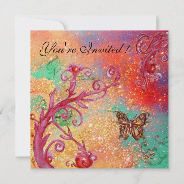 BUTTERFLY IN SPARKLES Elegant Wedding Party Gold Invitations