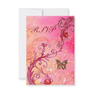 BUTTERFLY IN  SPARKLES RSVP, Elegant Wedding Party RSVP Card