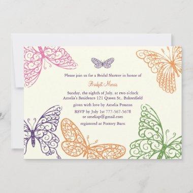 Butterfly Kisses Bridal Shower Invite ivory