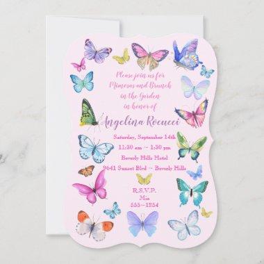 Butterfly, nature, spring, pink, bridal shower Invitations