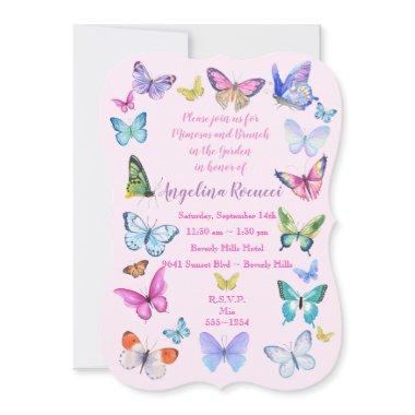 Butterfly, nature, spring, pink, bridal shower Invitations