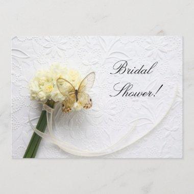 butterfly on flower bouquet bridal shower invite