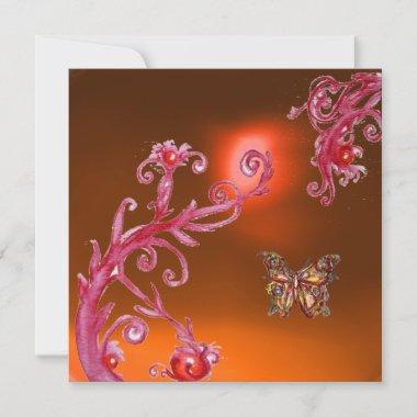 BUTTERFLY ORANGE AGATE bright pink,red yellow Invitations