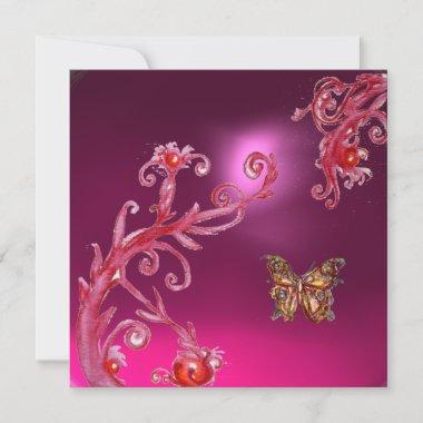 BUTTERFLY PINK AMETHYST bright red Invitations