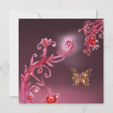 BUTTERFLY PINK AMETHYST bright red Invitations