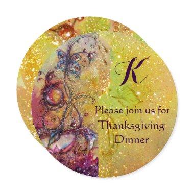 BUTTERFLY PLANT MONOGRAM Floral Thanksgiving Party Invitations