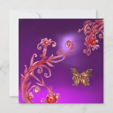 BUTTERFLY PURPLE AMETHYST bright pink red Invitations