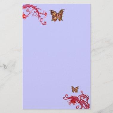 BUTTERFLY , red pink blue Stationery