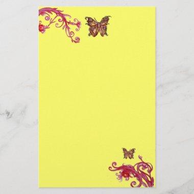 BUTTERFLY , red pink light yellow Stationery