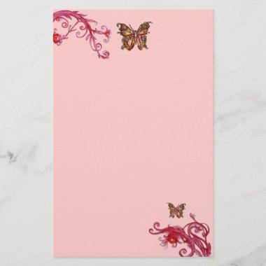 BUTTERFLY , red pink violet Stationery