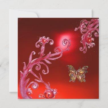 BUTTERFLY RED RUBY bright pink, Invitations
