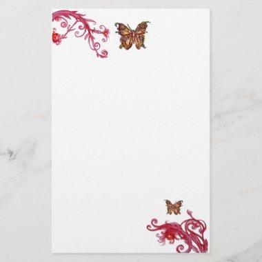 BUTTERFLY , red white Stationery