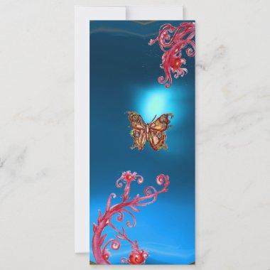 BUTTERFLY SAPPHIRE, blue bright red pink violet Invitations