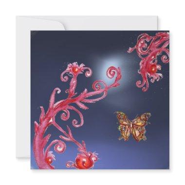 BUTTERFLY TOPAZ BLUE bright pink,red Invitations