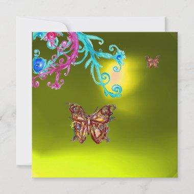 BUTTERFLY TOPAZ,yellow blue bright pink purple Invitations