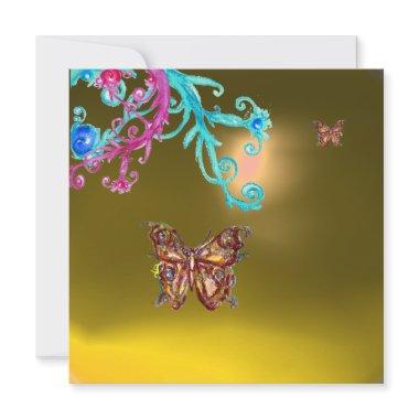 BUTTERFLY TOPAZ,yellow blue bright pink purple Invitations