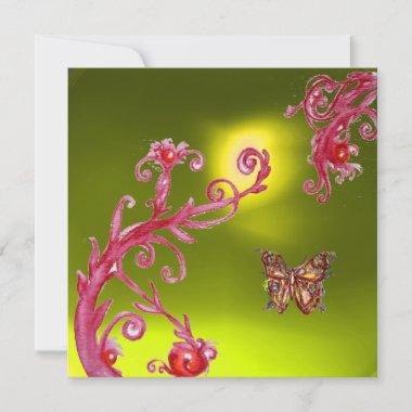 BUTTERFLY TOPAZ YELLOW bright pink,red Invitations