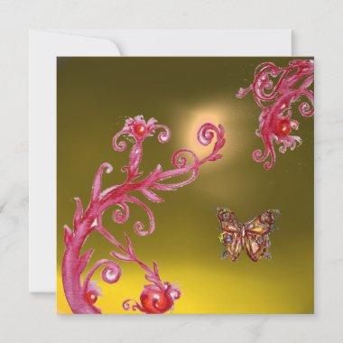 BUTTERFLY TOPAZ YELLOW bright pink,red Invitations
