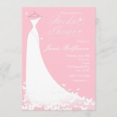Butterfly Wedding Dress Bridal Shower Invitations