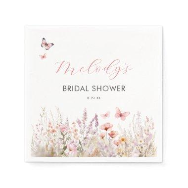 Butterfly Wildflower Bridal Shower Napkins