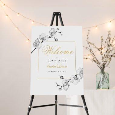 BW Drawn Orchid Elegant  Welcome Sign