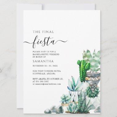 Cacti Bachelorette Weekend Party Itinerary Invitations